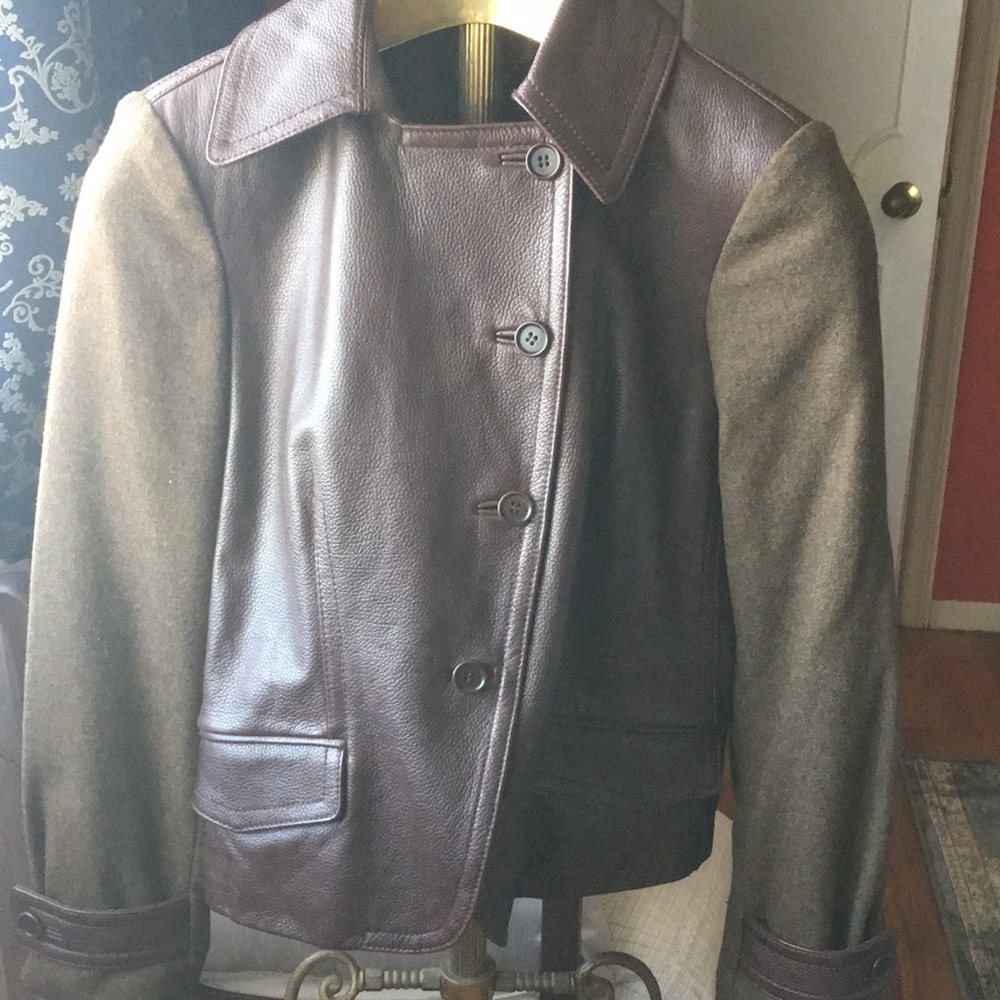 DKNY leather and wool jkt